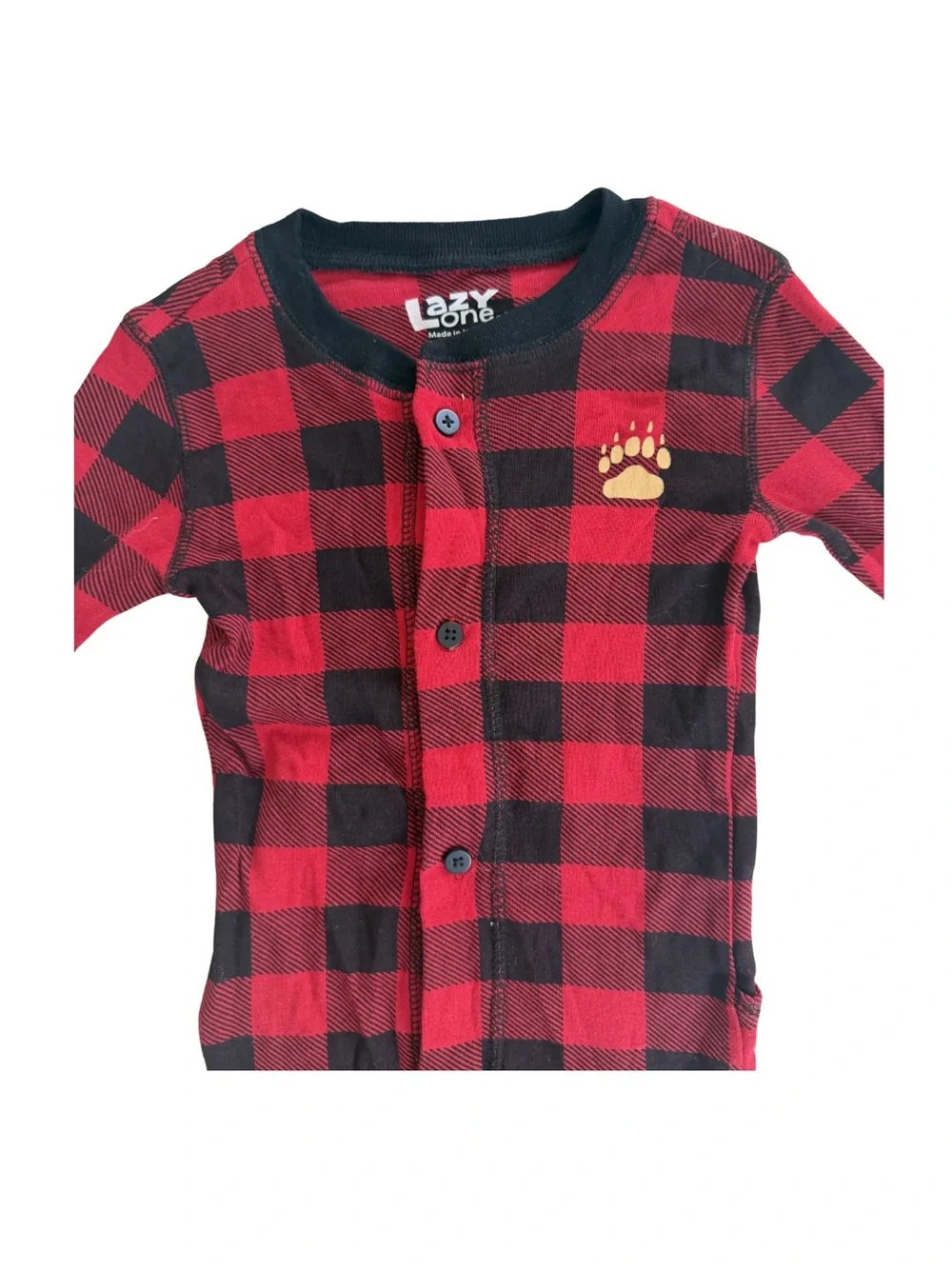 Lazy One Red and Black Buffalo Plaid Kids One-Piece Footie